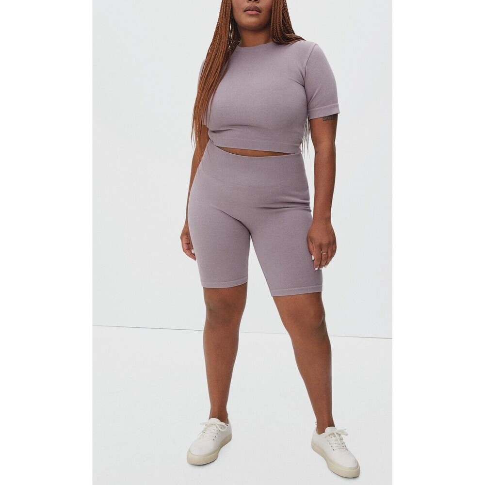 NWT Everlane Womens Seamless Ribbed Bike Shorts XS/S High Rise  Soft Purple